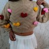بلوز بافت با قلب برجسته رنگی - Image 2